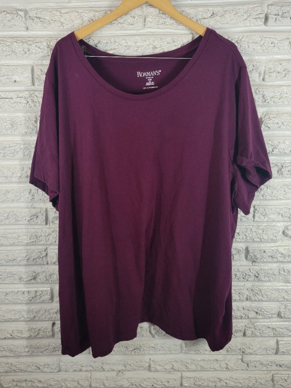 Roamans Tee Shirt 5X Womens Plus Purple Short Sleeve Crew Neck Cotton PUR56E